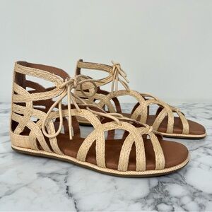 Gentle Souls by Kenneth Cole Break My Heart 3 Gladiator Sandals Tan Raffia 7.5